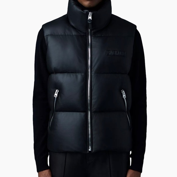 MACKAGE Kane Down Leather Vest 100% NEW w/ Tag Mens size 40 & 100% leather shell - Picture 5 of 5